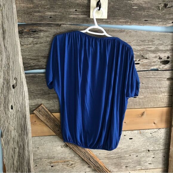 UK2LA Size Large Blue Adjustable Zippered Neck Top - Picture 4 of 5